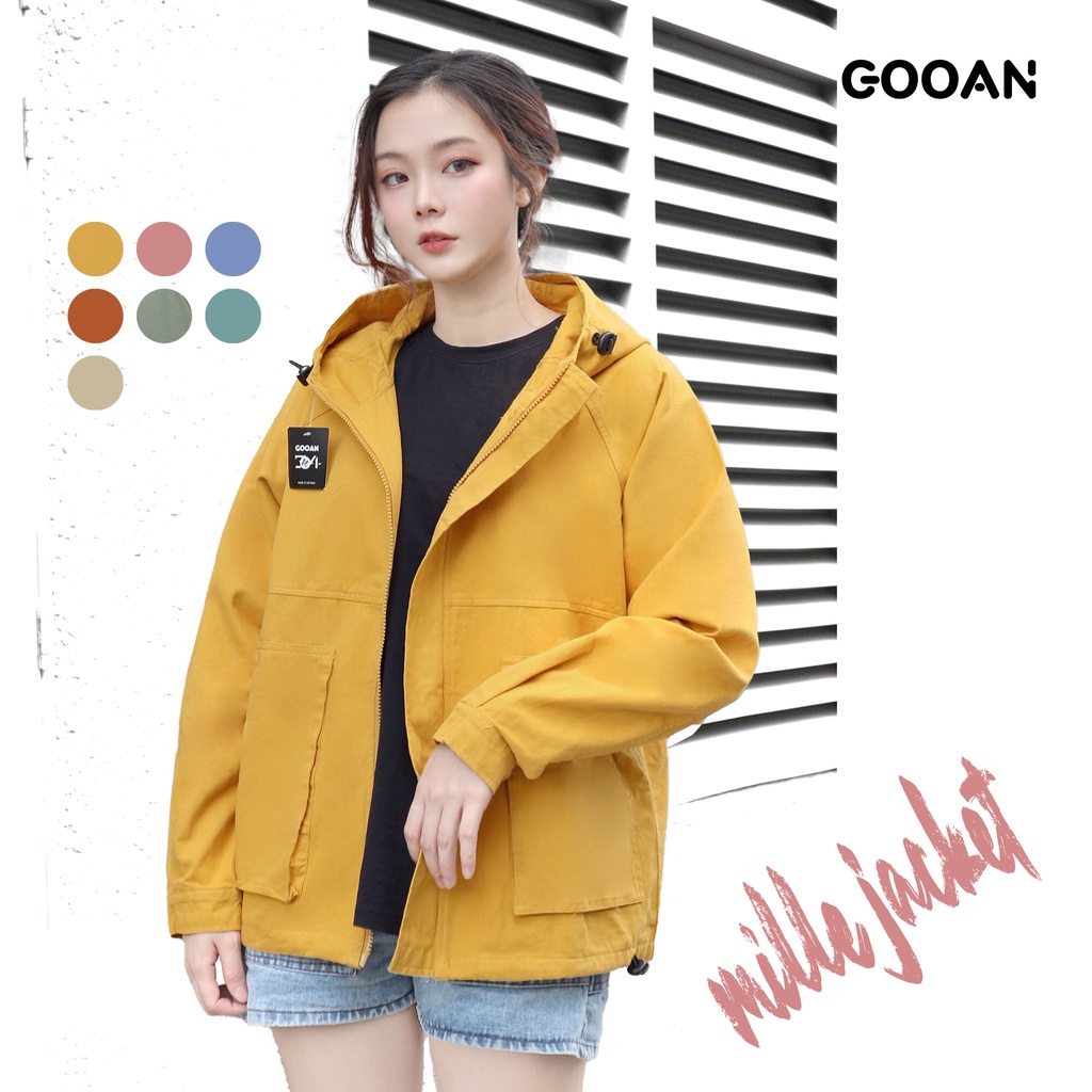 [Mã 2611THTRANG100K hoàn 10% xu đơn 99K] Áo khoác kaki nữ Mille WASH Ulzzang Unisex | chống nắng | form rộng - Gooan