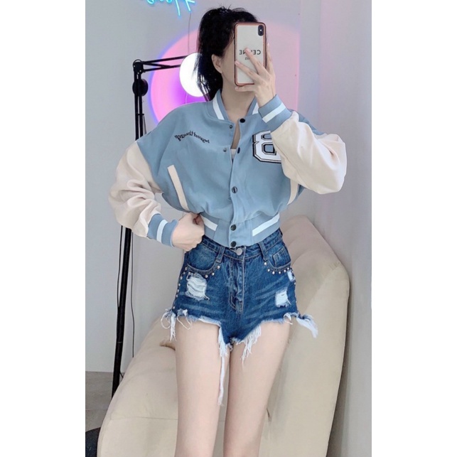 Áo Khoác Bomber Nữ Da Lộn Form Lỡ Chữ B Cúc Bấm Siêu Đẹp [ HÌNH THẬT SẢN PHẨM ]  - ĐĂNG QUANG CLOTHER