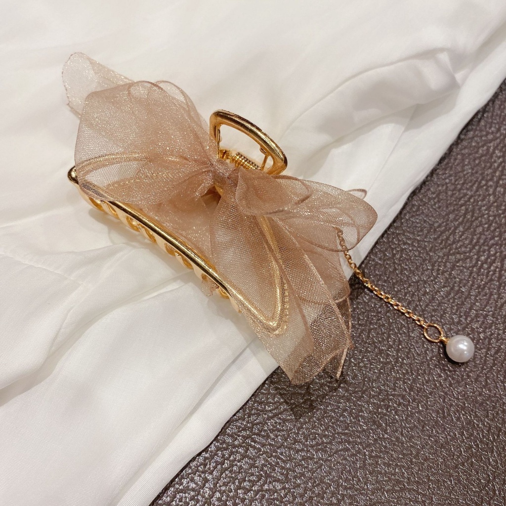 Kẹp tóc hình nơ/ hình học đính ngọc trai thời trang mùa hè tinh tế dành cho nữ