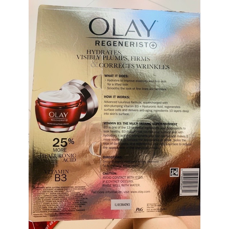 Set 2 hộp Kem dưỡng da ban đêm OLAY ĐỎ Regenerist vitamin B3 chống lão hóa - Cream Moisturizer (48g/hộp)