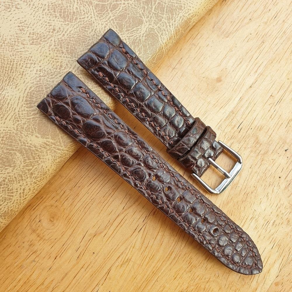 Dây đồng hồ da cá sấu dây da đồng hồ size 18mm 20mm 22mm lót Zermatt nhập khẩu từ Pháp cao cấp handmade Vnstrap P39