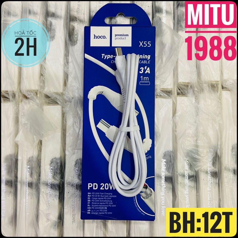 Cáp sạc nhanh 20W Hoco X55 TypeC to iP hỗ trợ PD20W dài 1M