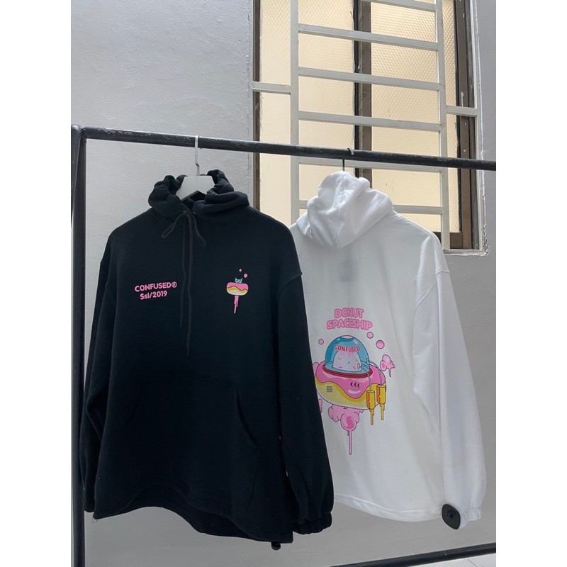 Áo Hoodie DONUT SPACESHIP unisex form rộng kèm ảnh thật