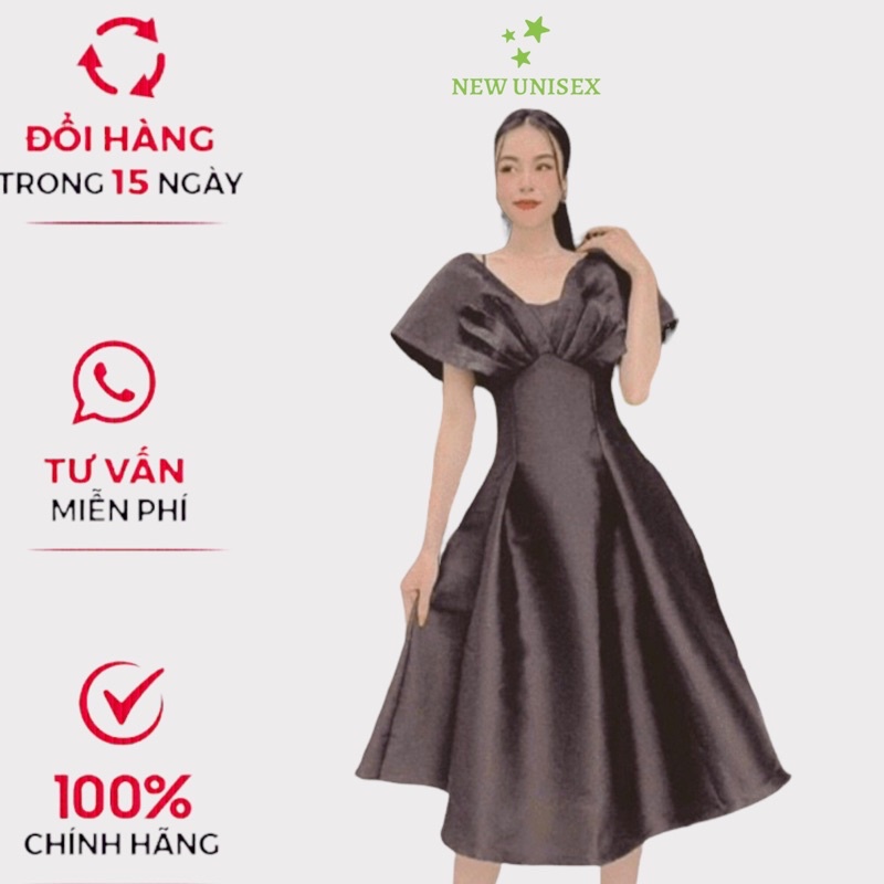Đầm Xòe Nữ Dáng Dài Chiết Eo Phối Tay Nơ Chất Tapta Mặc Nhẹ Mát Dáng Xinh [NEW UNISEX]