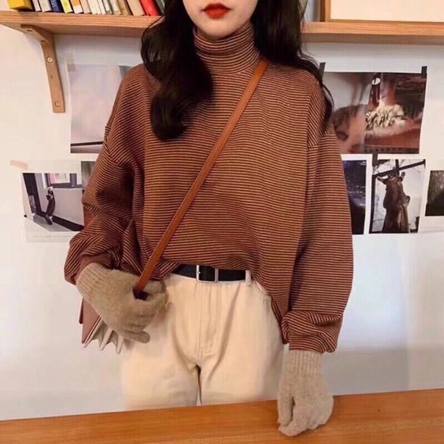 Áo kẻ cổ lọ< kéo sang để xem ảnh thật> | BigBuy360 - bigbuy360.vn