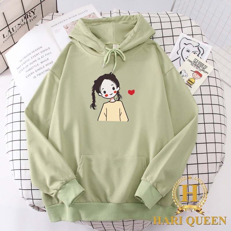 Áo hoodie cô gái kết tóc tim HARI0121