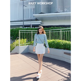Áo thun nữ dài tay cổ tròn basic Lollipop Tee Blue Maxy Workshop