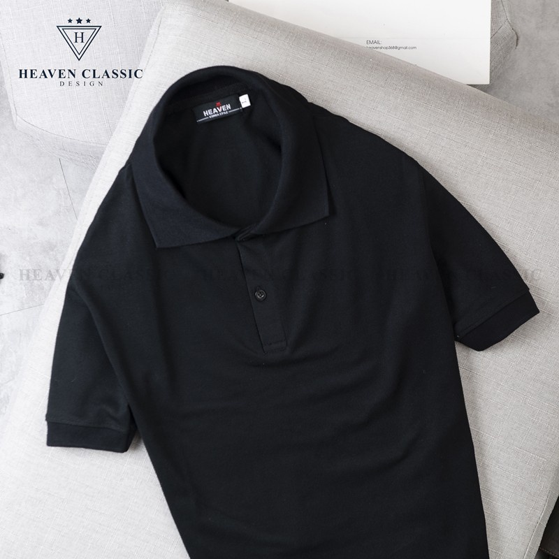 Áo thun nam đen ngắn tay,áo polo nam đen, có cổ vải cotton mềm thấm hút mồ hôi