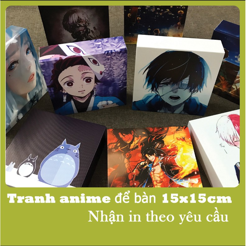 Khung ảnh tranh canvas anime để bàn trang trí chỗ học tập góc decor riêng làm quà tặng bạn bè kích thước 15x15cm