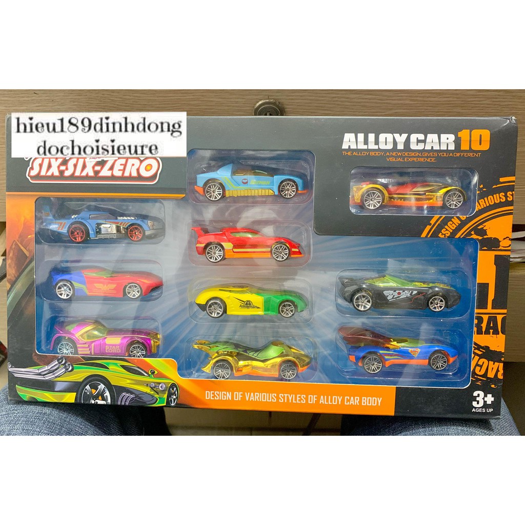 Hộp 10 xe sắt đua thể thao