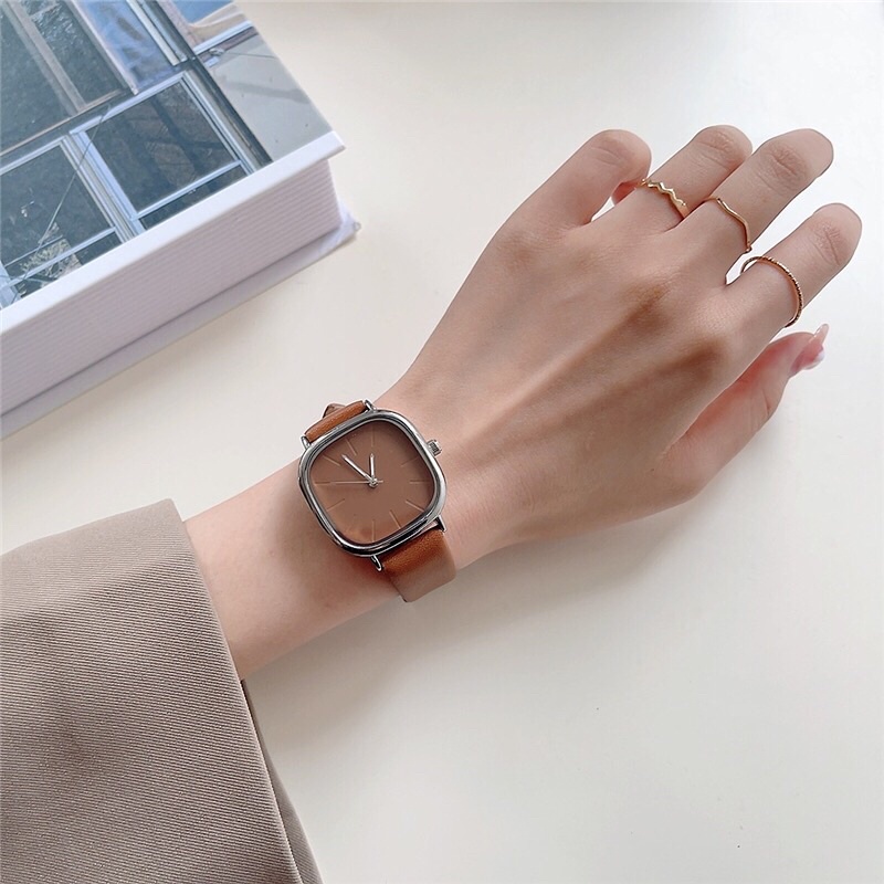 Đồng hồ nữ đeo tay mặt vuông SULAUNO chính hãng dây da đẹp giá rẻ