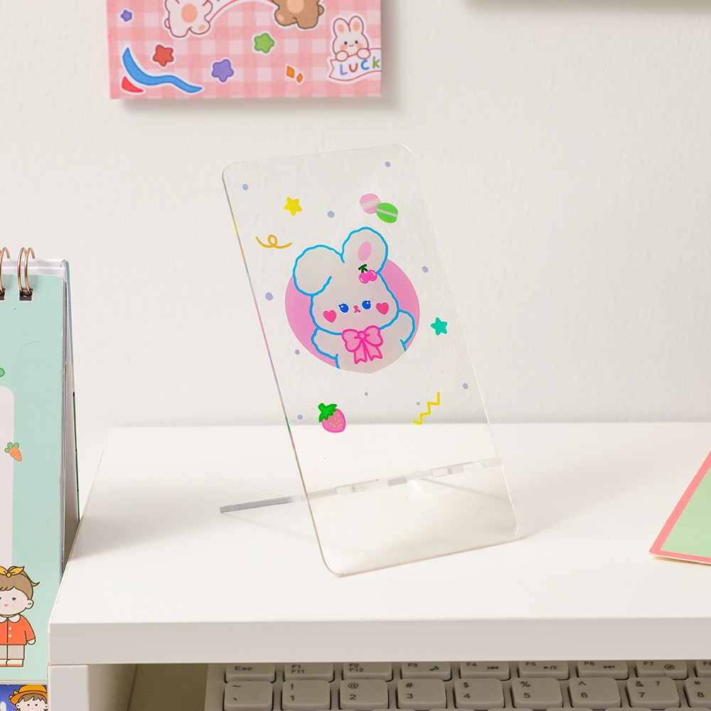 Giá Đỡ Điện Thoại Bằng Nhựa acrylic Trong Suốt In Hình Thỏ Hoạt Hình Ngọt Ngào Đáng Yêu