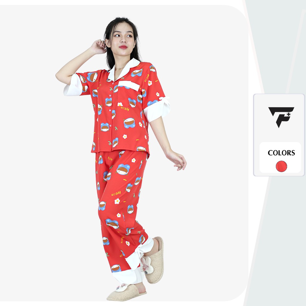 Đồ bộ pijama đồ ngủ Lụa cao cấp mặc nhà họa tiết dễ thương cá tính 299