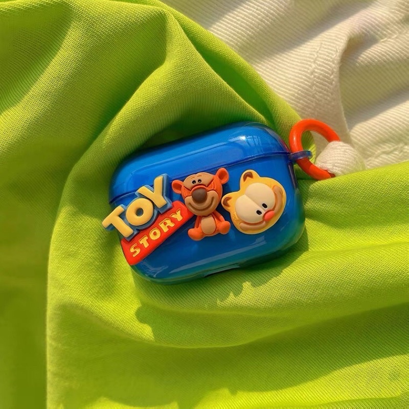 Case Airpods 1/2 /Pro Vỏ Ốp Tai Nghe Nhựa Dẻo Hoạt Hình Màu Xanh  - Mr.Case AirPods