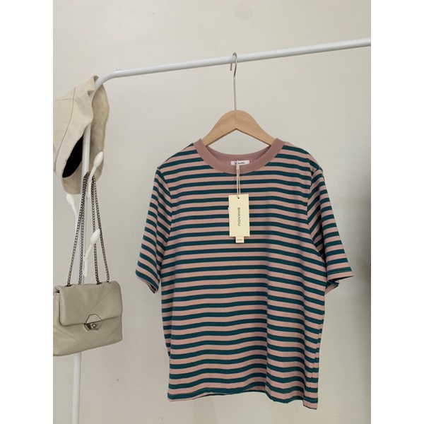 Áo thun kẻ cotton dáng vừa