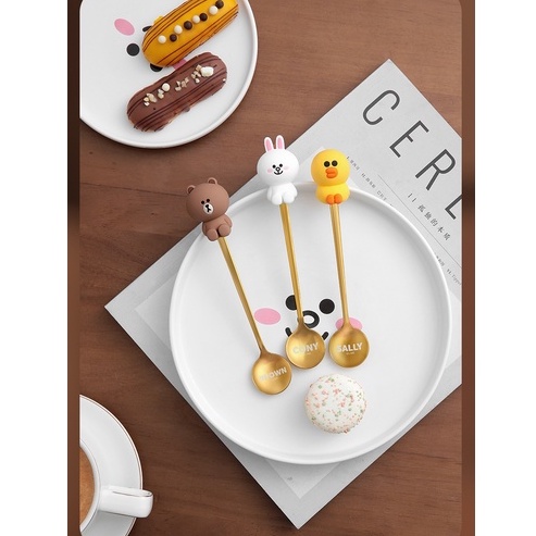 Muỗng, thìa cà phê Line Friends Thép không gỉ 304 tay cầm dài siêu dễ thương