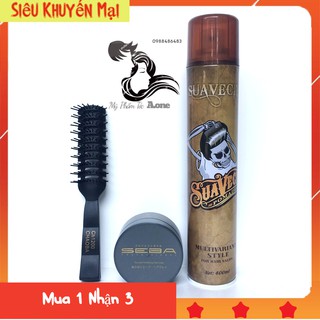 COMBO Gôm Xịt Tóc SUAVECITO 400ml + Sáp Vuốt Tóc SEBA Chính Hãng [ Tặng Lược]