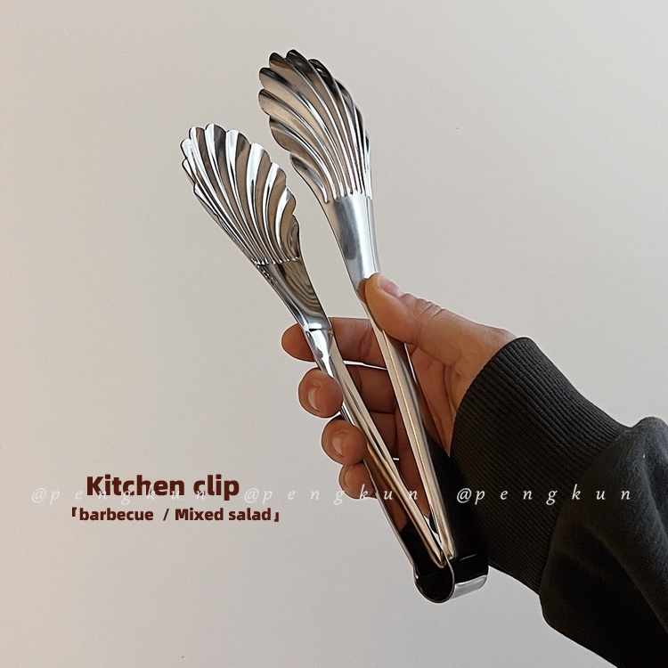 Kẹp Gắp Thức Ăn Bằng Thép Không Gỉ Hình Vỏ Sò Tiện Dụng