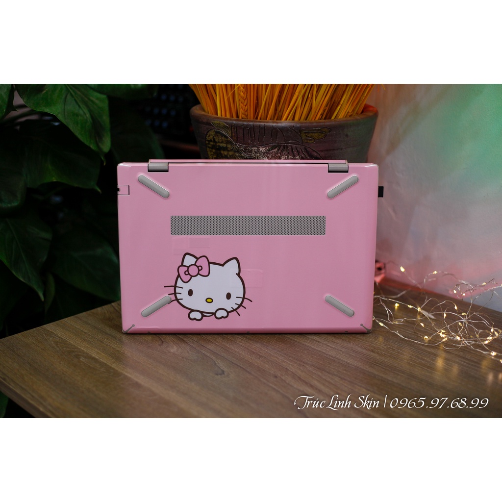 Skin dán laptop màu hồng Hello Kitty (đã cắt sẵn đủ cho các dòng máy Dell, Asus, Acer, Macbook, Lenovo, MSI, HP, VAIO)