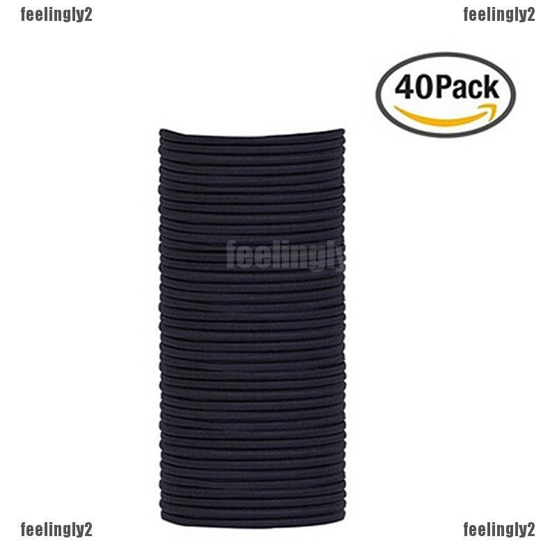 Bộ 40 Dây Cột Tóc Màu Đen Trơn Xinh Xắn Cho Nữ