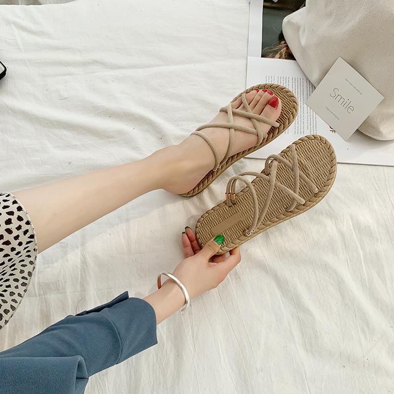 Giày Sandal Đế Bằng Phong Cách Hàn Quốc Thời Trang Mùa Hè Cho Nữ