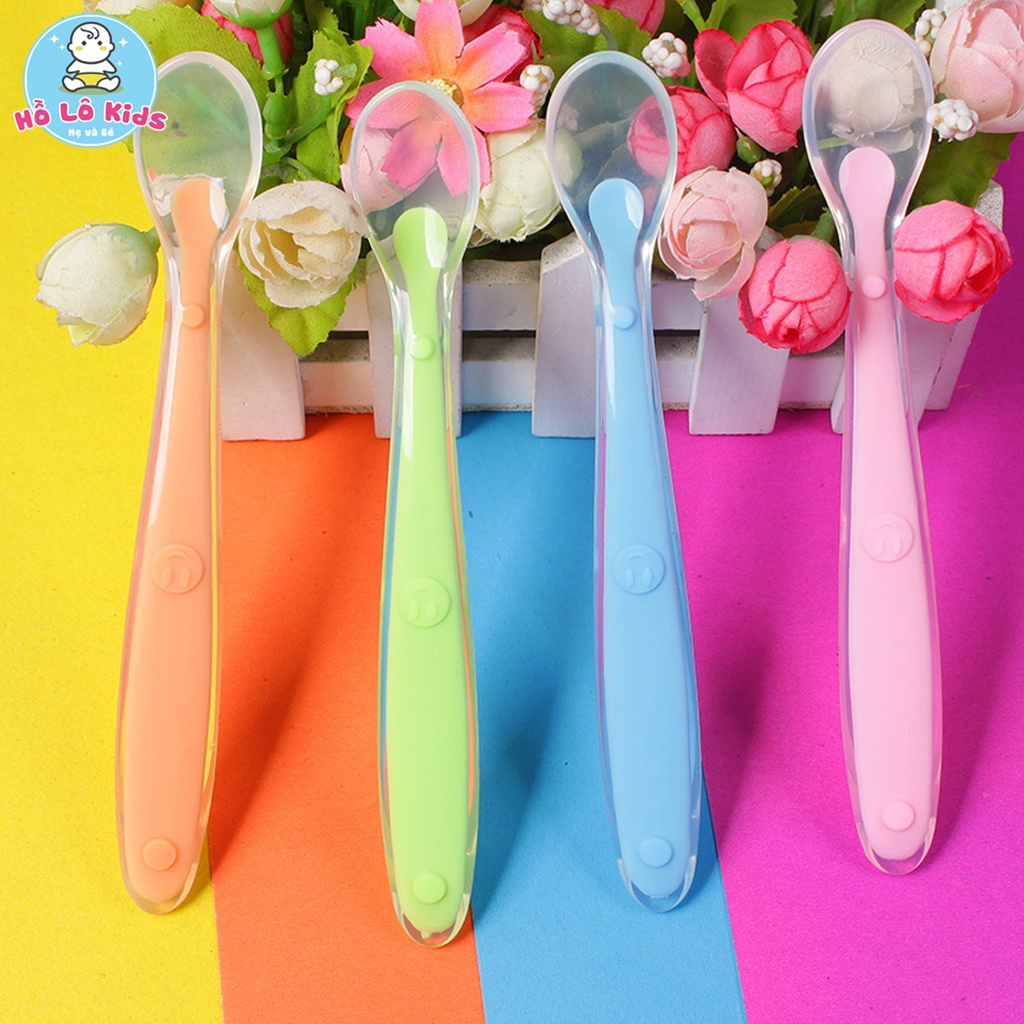 Thìa silicon ăn dặm cho bé thìa mềm nông lòng nhiều màu dễ thương Hồ Lô Kids