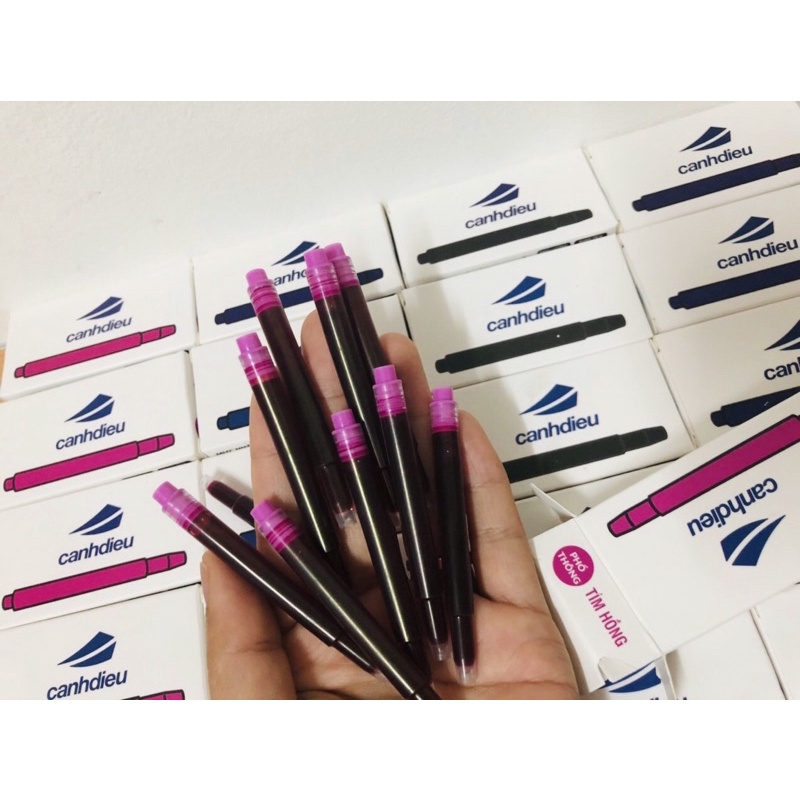 Hộp 10 Ống mực cắm sẵn cho bút cánh diều 202,106...mực đẹp nhanh khô Mực ống cánh diều nhập khẩu.