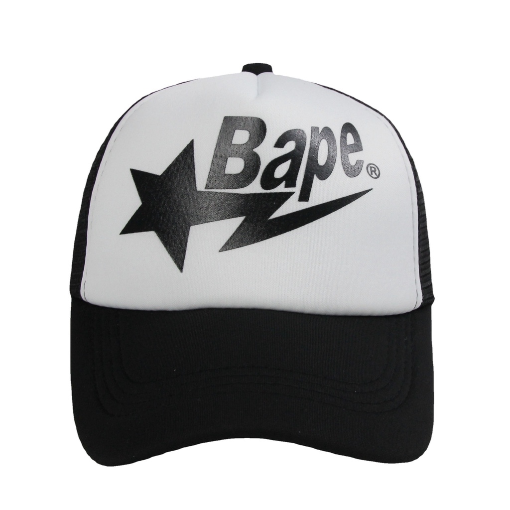Bape Mũ Lưỡi Trai Phối Lưới In Chữ Thời Trang Cho Nam Nữ