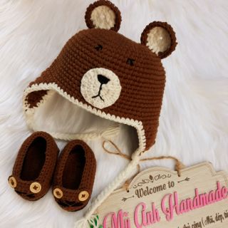 Set mũ dép gấu nâu bé trai