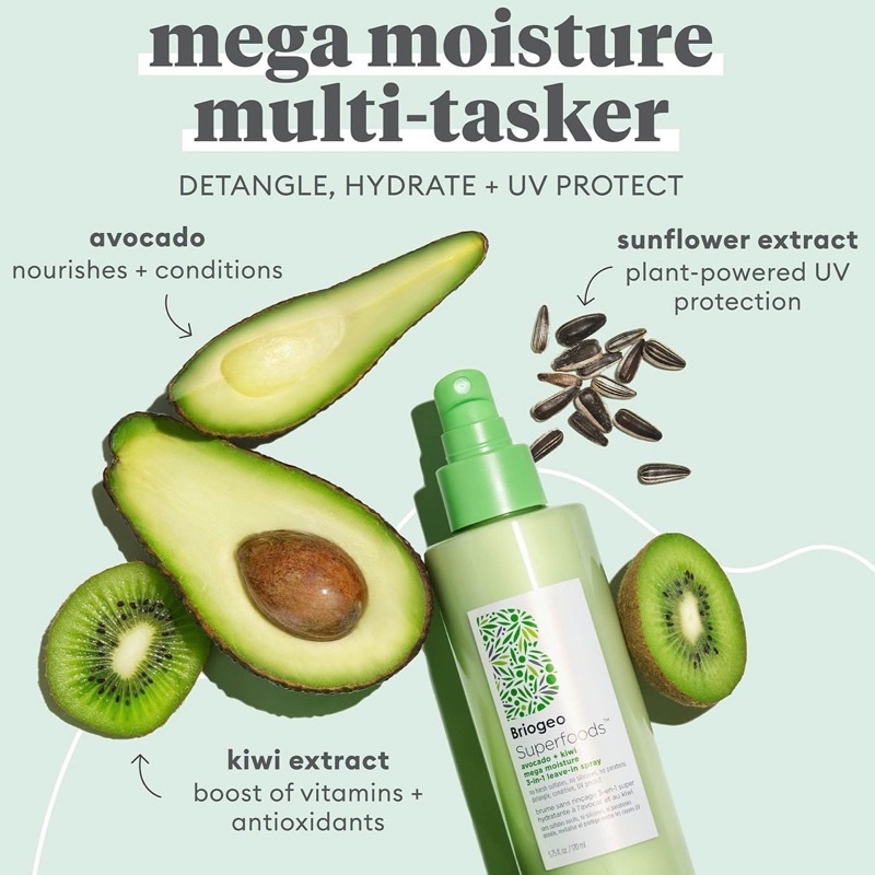 Xịt dưỡng tóc Briogeo Superfoods™ Avocado + Kiwi Moisture Leave-In Conditioner