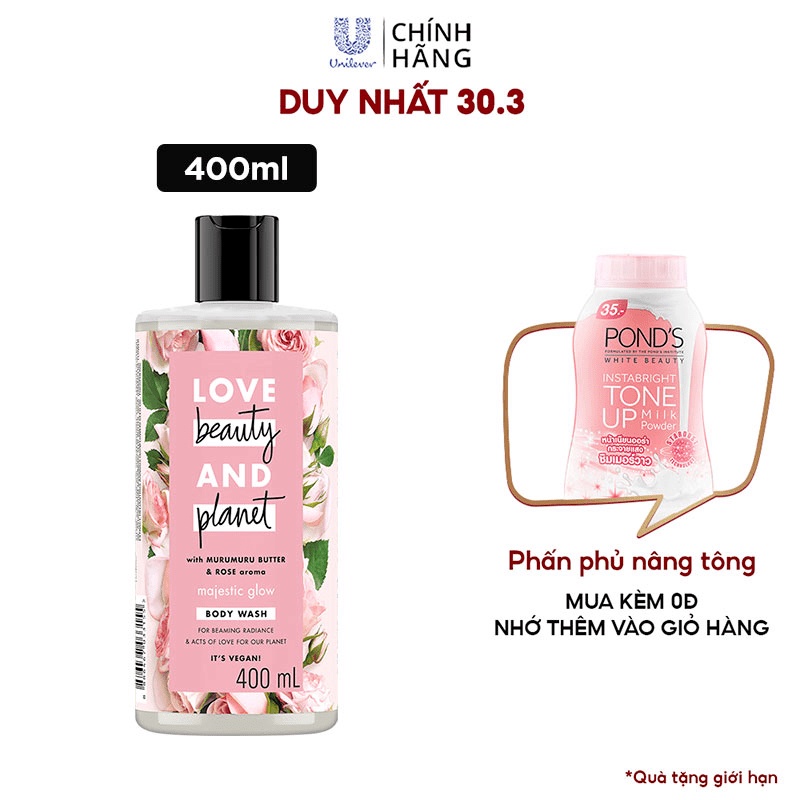 Sữa Tắm LOVE BEAUTY & PLANET làm sáng da Majestic Glow với 100% tinh dầu