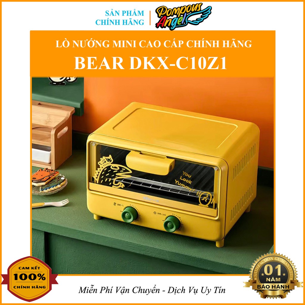 Lò nướng mini BEAR khủng long vàng 11L cao cấp 2 thanh nhiệt xoắn