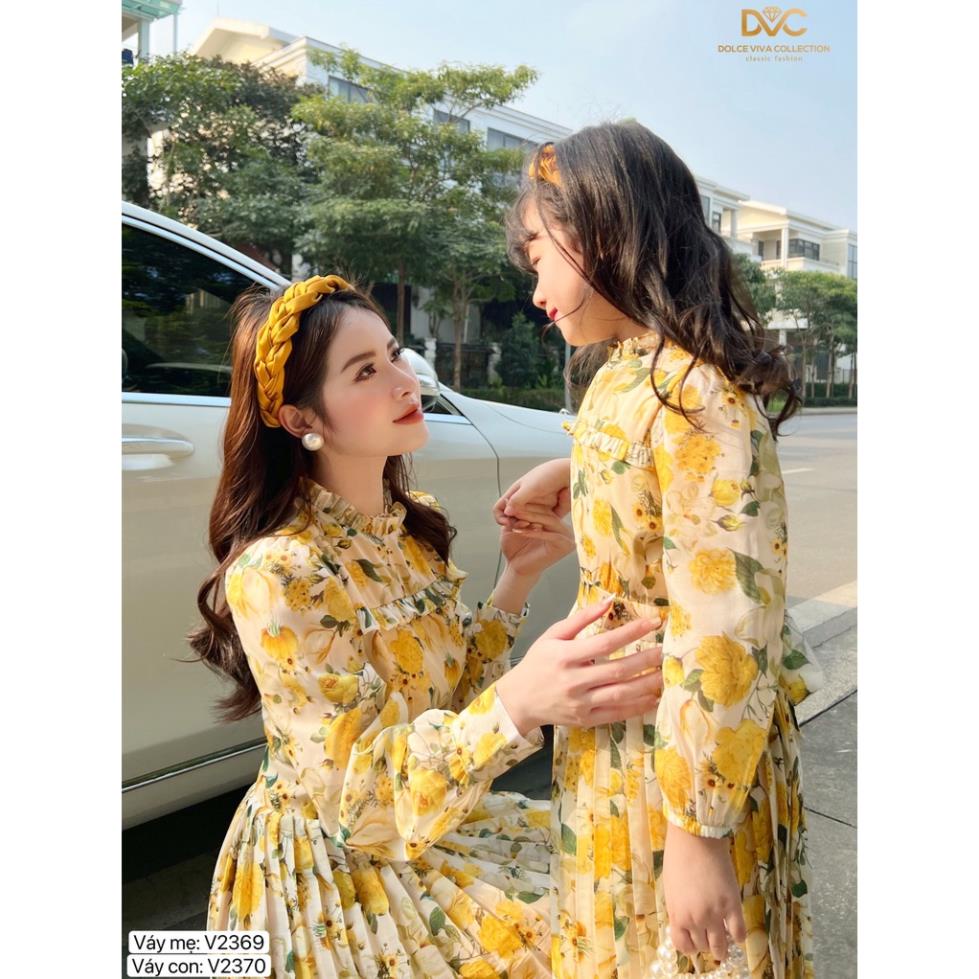 Combo váy hoa dập li mẹ và bé  - DVC chính hãng