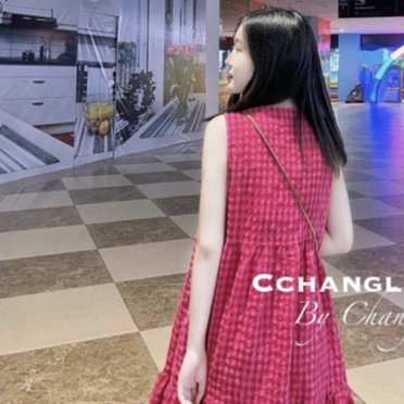 Váy sát nách kẻ caro dáng suông form rộng , xếp li ngực tiểu thư Flashsaleshop 👉 2 màu basic đẹp