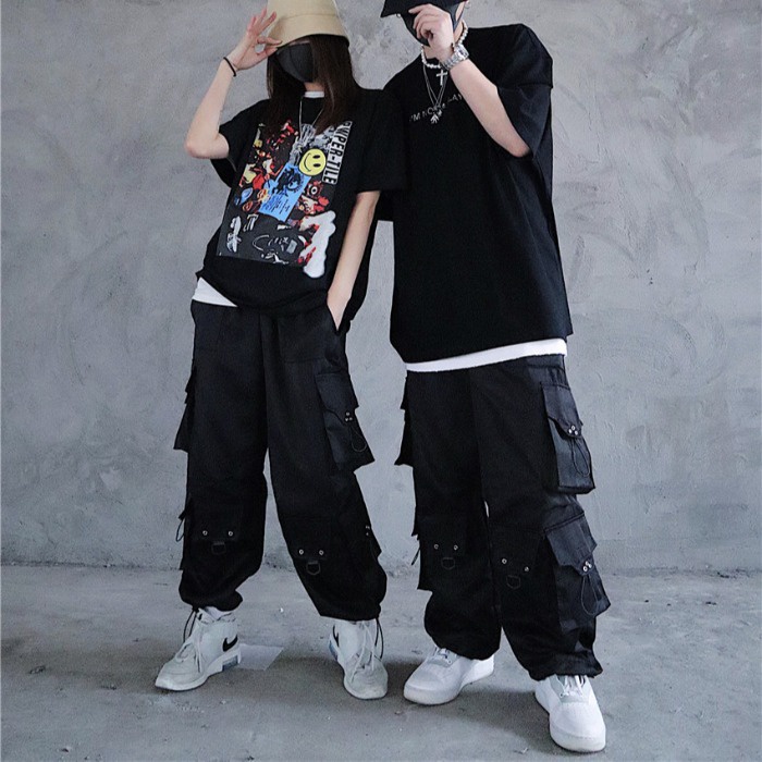 [CÓ SẴN] Quần jogger box pant túi hộp unisex Hàn oversize form rộng street style cá tính Quảng Châu nam nữ rút dây đen