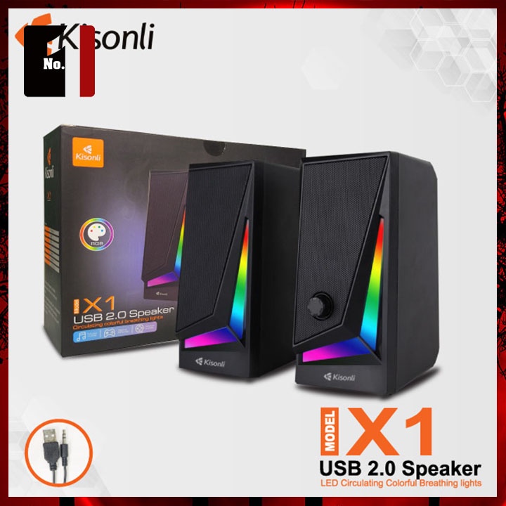 Loa Máy Tính Mini Để Bàn 2.1 Led RGB Kisonli X1 Loa Vi Tính Gaming Âm Thanh Hay Bass Lớn Có Dây Giá Rẻ