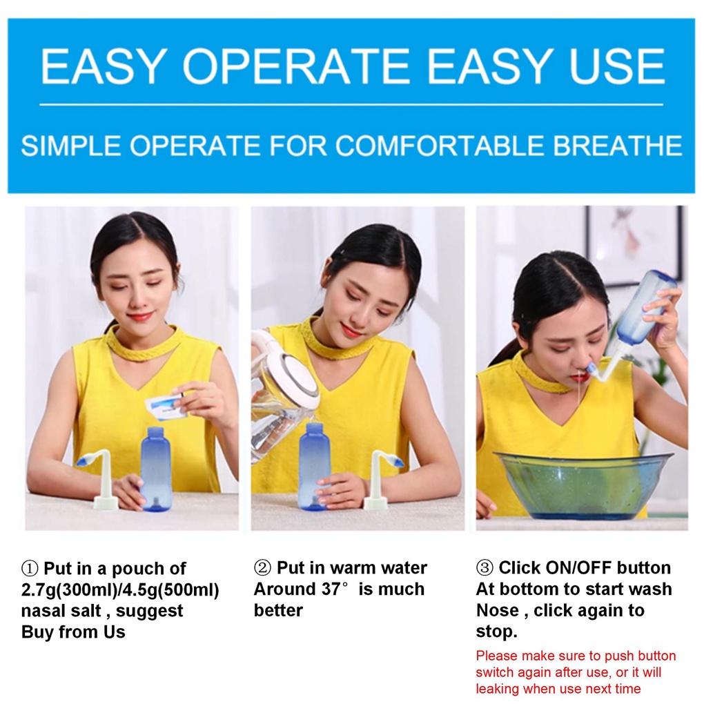 Portable Neti Pot Refillable Sinus Resin Bottle Adults Children Seniors Leakproof Nasal Cleaning Irrigatorinfashion