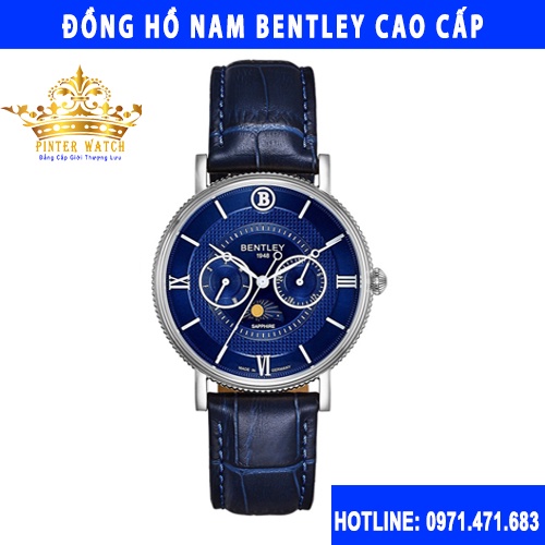 Đồng hồ nam đeo tay hiệu bentley sản phẩm đang được tìm kiếm nhiều nhất dây da cao cấp mặt kính sapphire chống nước tốt
