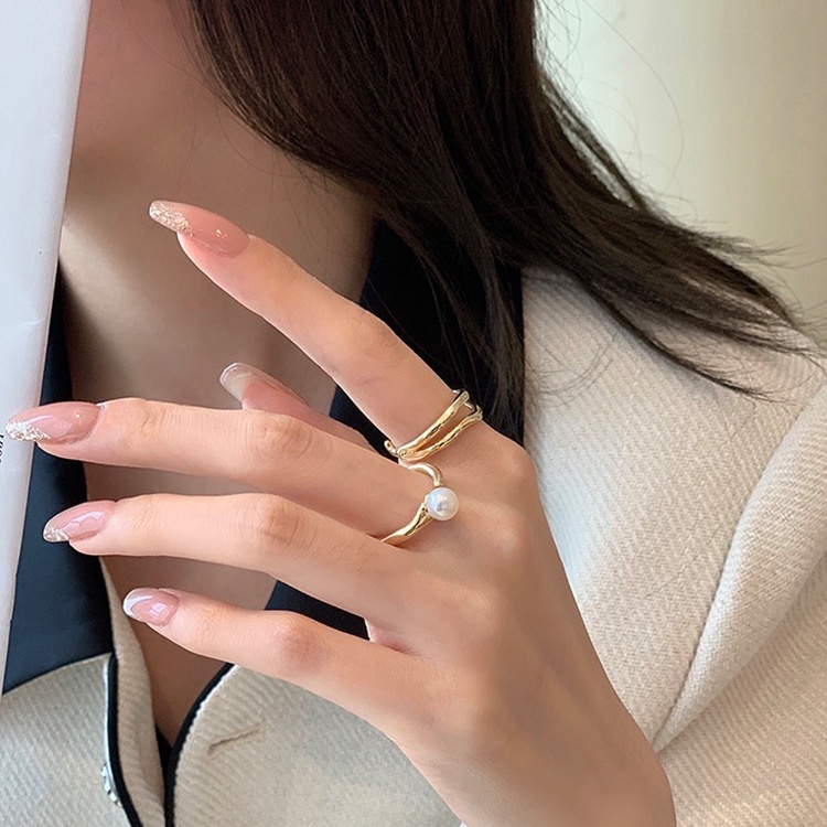 Bộ Nhẫn Kim Loại Kiểu Hàn Quốc Đơn Giản Dễ Phối Đồ Cho Nữ