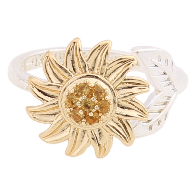 Nhẫn Xoay Hình Hoa Hướng Dương Màu Bạc Sáng Tạo Thời Trang Có Thể Điều Chỉnh Cho Nữ