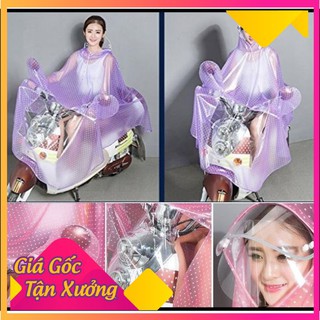 Áo mưa chấm bi hàng to, đẹp chất dày, có kính che