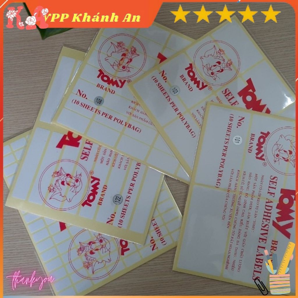 Giấy Tomy, nhãn dán Tomy A5 các cỡ 99 - 124