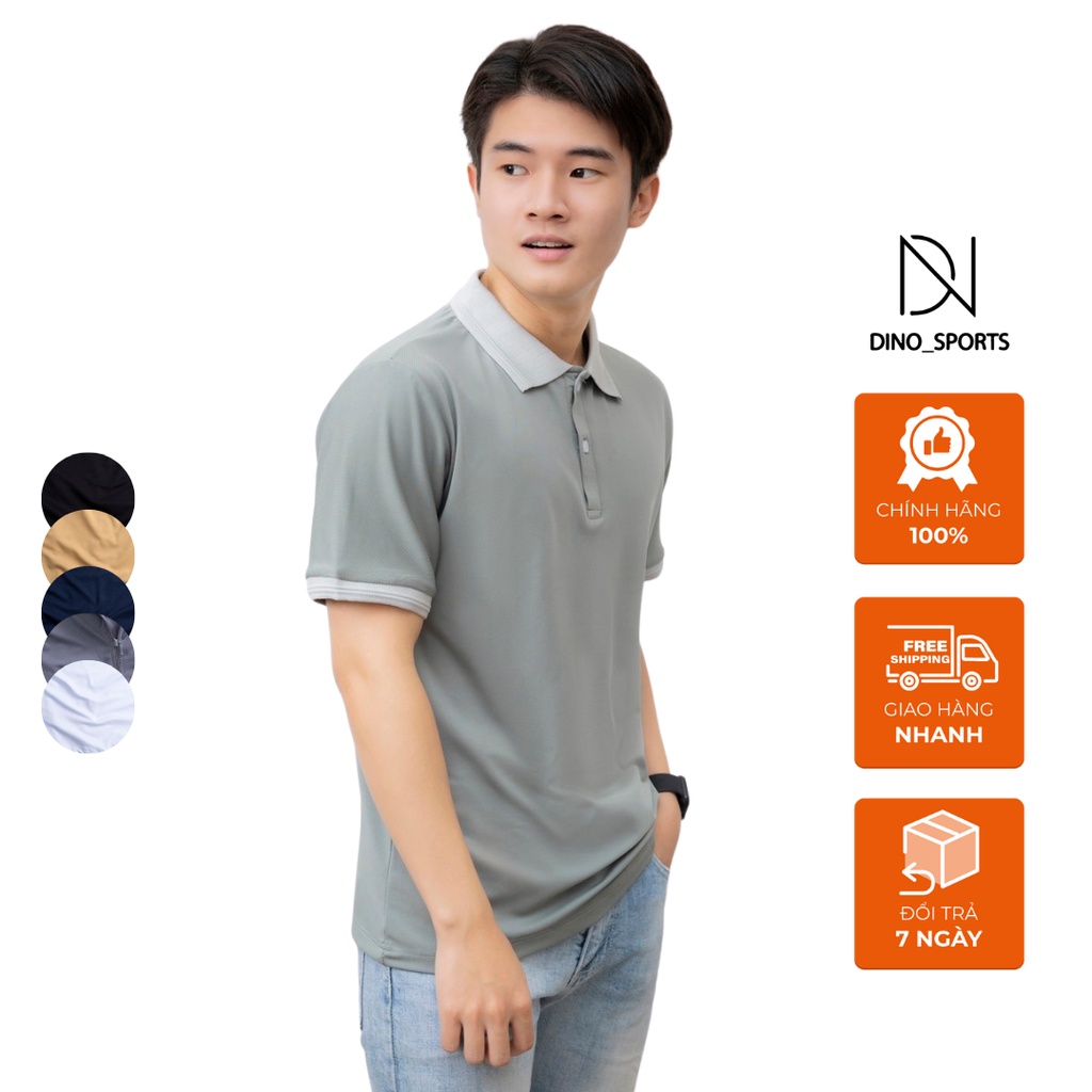 Áo phông nam có cổ DINO SPORTS, áo polo cộc tay thấm hút mồ hôi, thoáng khí, hoạt động thoải mái