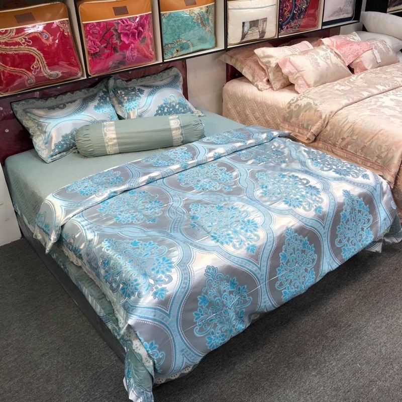 Set Chăn ga gấm lụa 5 món cao cấp, sang trọng