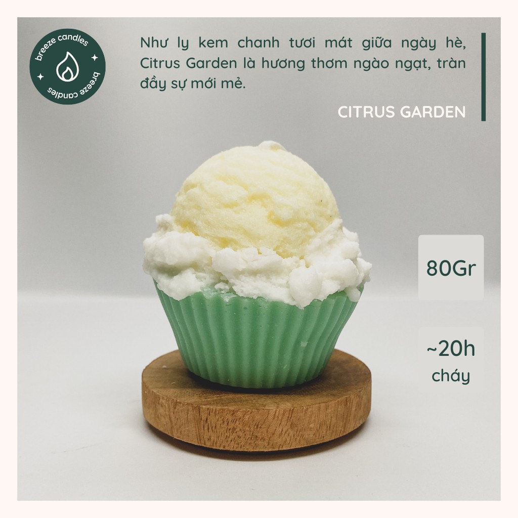 [COMBO -5K] Nến thơm hương cam chanh tươi mát - Cupcake CITRUS GARDEN - 80gr (~20 giờ đốt)