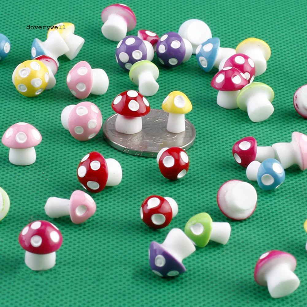 Set 10 mô hình cây nấm bằng nhựa resin nhiều màu xinh xắn dùng trang trí