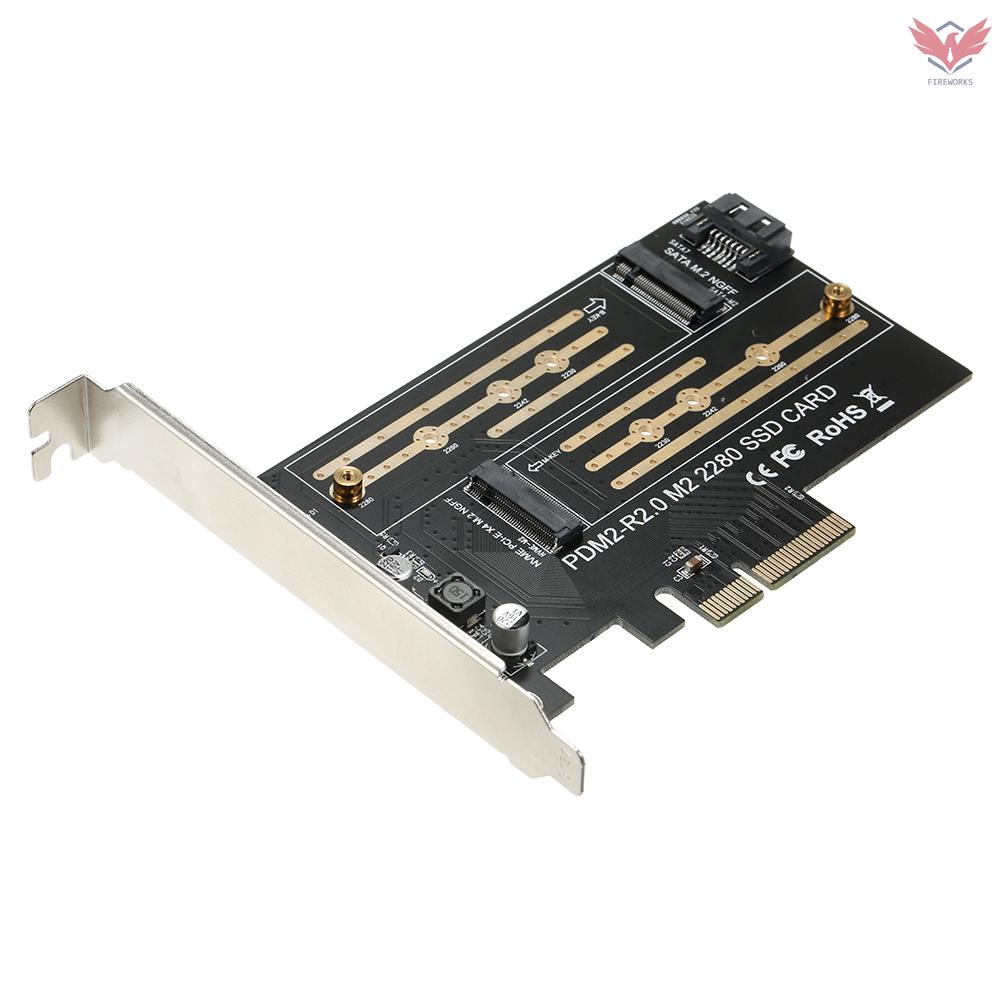 M.2 NVME to PCI-E X4 Expansion Card SSD Adapter Card with M.2 M-key B-key Interfaces Support  NVME SATA Dual Protocol