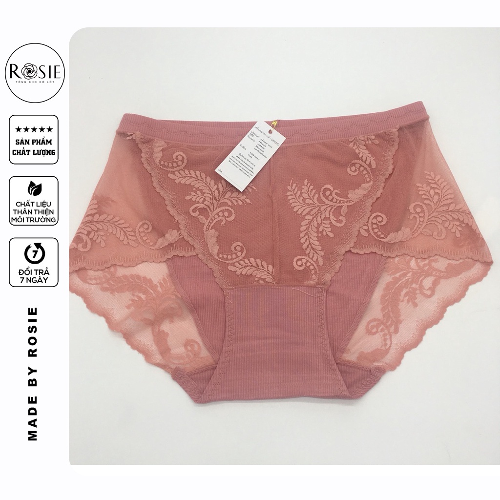 Quần lót cotton phối ren mềm đẹp , mẫu quần cạp cao form to thoải mái 1029 - ROSIE Chính hãng