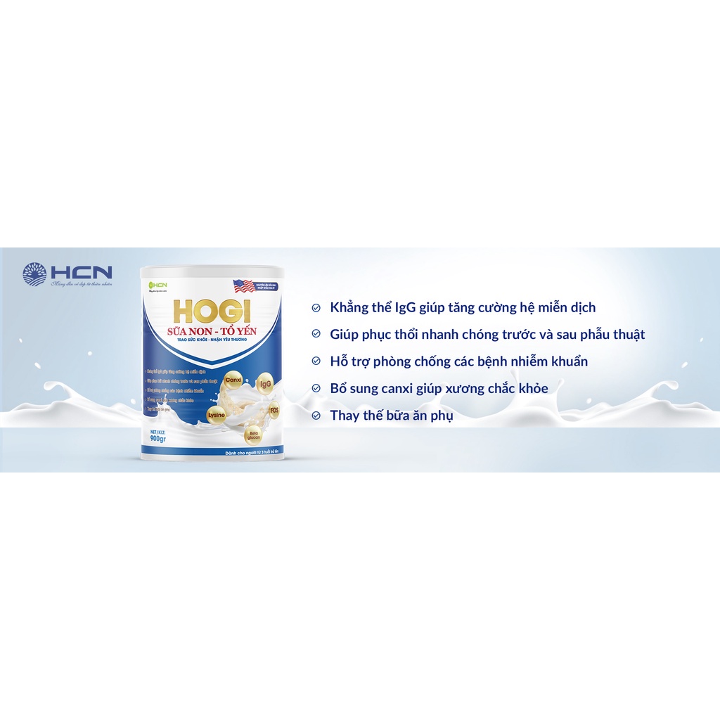 Sữa Non Tổ Yến Hogi Tăng Cường Đề Kháng Bổ Sung Dinh Dưỡng Giúp Xương Chắc Khỏe 900g DT008