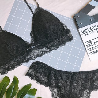 [ẢNH THẬT] SET BRALETTE ĐEN CÀI TRƯỚC - Thiết Kế Cao Cấp